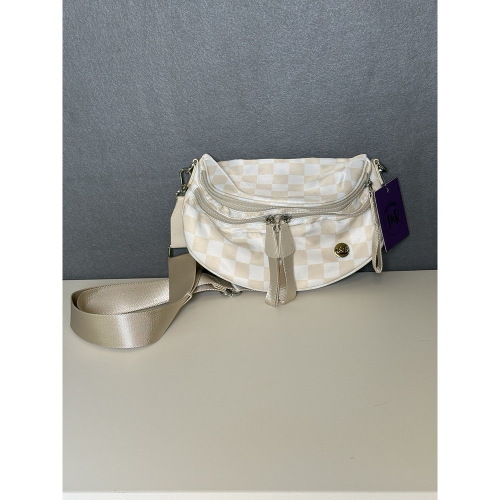 Iris & Rainbow Mini Best Version Crossbody Bum Bag Purse Tan Checkered